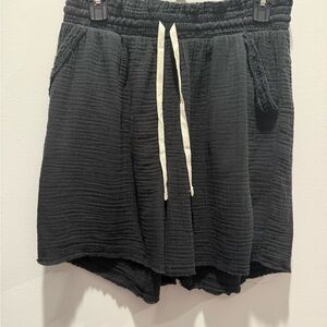 Zenana Outfitters Textured Black Athletic Shorts